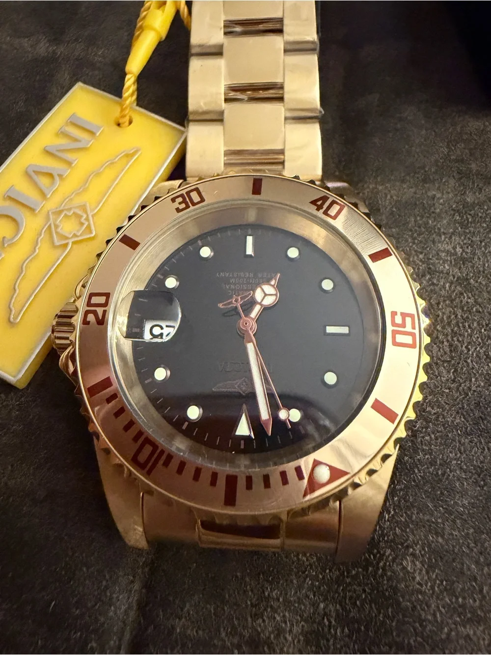 Invicta Gold Tone Men's Automatic Diver Watch - Black Dial